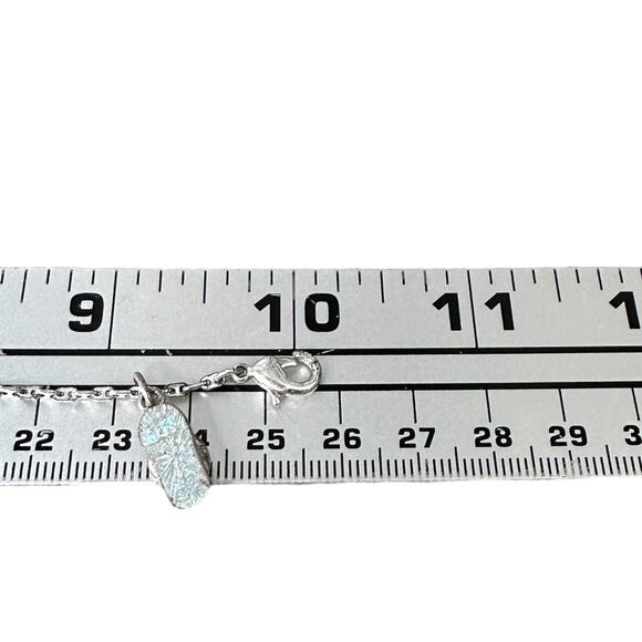 Flip Flop Sandal Charm Bracelet 10” Silver Tone Chain Lobster Clasp Beach Gift - Picture 7 of 7